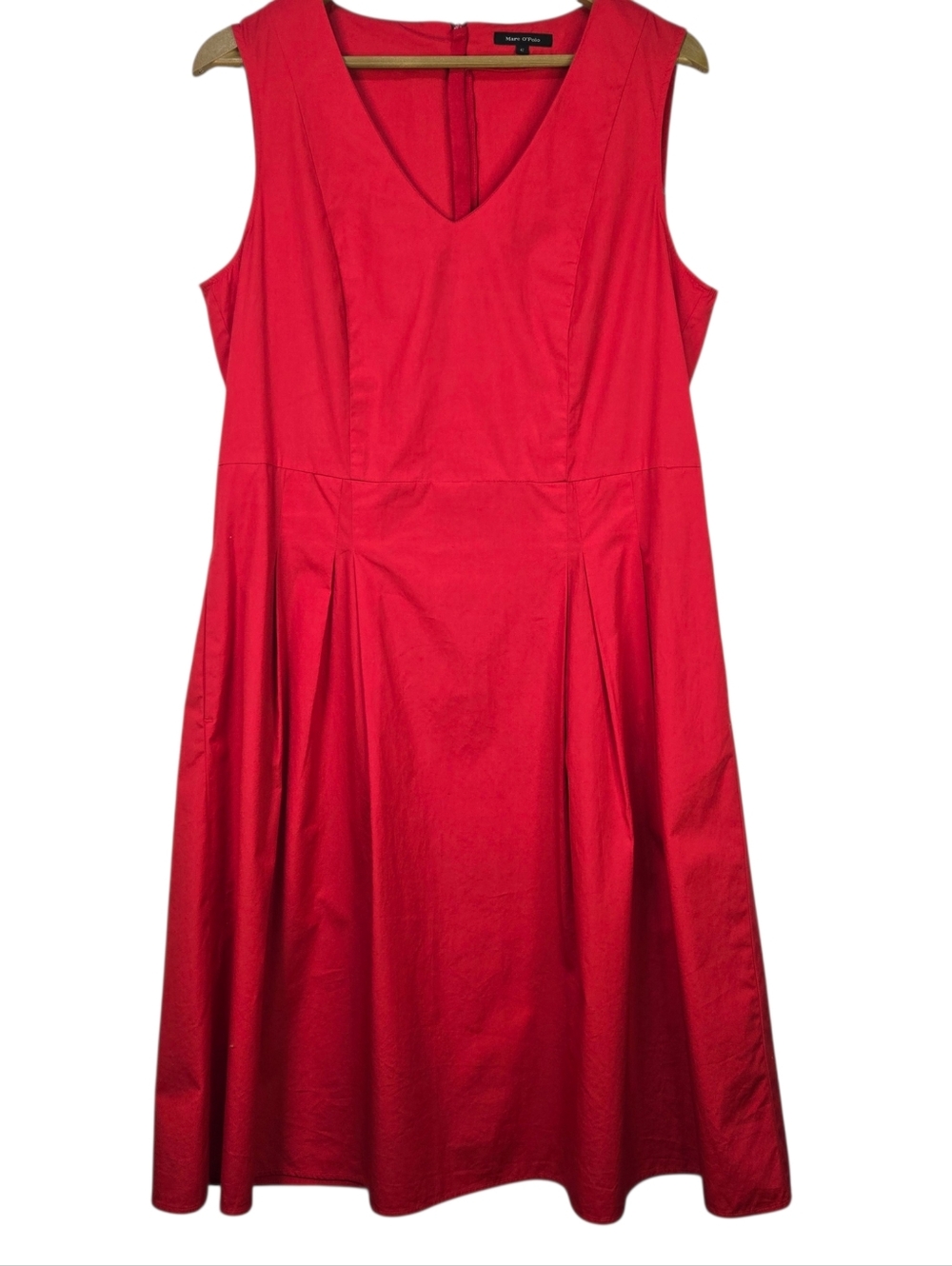 Marc O'Polo Size 10 (M-L EU 42) Classic Red Fit&Flare Cotton Sleeveless Dress
